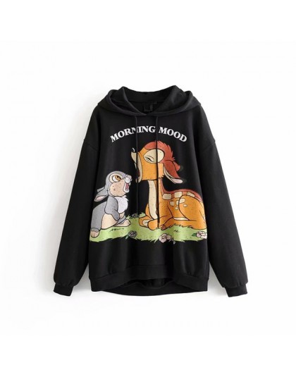 Aachoae bluza z kapturem z motywem kreskówkowym damska wiosna z długim rękawem bluza z kapturem Harajuku bluzy w stylu casual lu