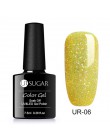 UR SUGAR 7.5ml holograficzny brokatowy lakier do paznokci błyszczące błyszczące cekiny lakier UV żel Rainbow laserowe usuwanie ż