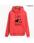 Marka tracksuis moda damska bluzy z długim rękawem 2019 moleton feminino bluzy z polaru Panda nienawidzę poranki bluza kobieta