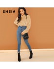 SHEIN szary minimalistyczny stałe opuszczane ramiona Crop Teddy bluza z kapturem jesień dorywczo mody kobiet swetry bluzy
