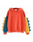 Bluzy Patchwork zima śliczna bluza w stylu Kawaii Harajuku kobiety Oversize bluza z kapturem dinozaur cos topy dres sudadera now