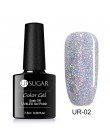 UR SUGAR 7.5ml holograficzny brokatowy lakier do paznokci błyszczące błyszczące cekiny lakier UV żel Rainbow laserowe usuwanie ż