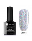 UR SUGAR 7.5ml holograficzny brokatowy lakier do paznokci błyszczące błyszczące cekiny lakier UV żel Rainbow laserowe usuwanie ż