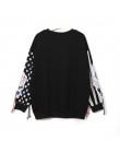 XITAO czarne bluzy z długim rękawem damskie patchworkowy, z nadrukiem sweter z frędzlami bluza z kapturem harajuku swetry damski