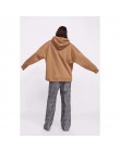 YOCALOR kobiety bawełniane, w stylu harajuku bluzy z kapturem jednolity patchworkowe kieszenie regularne bluza oversize bluzka w