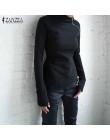 ZANZEA jesień bluzy bluzy 2020 kobiet dorywczo jednolity kolor, długi rękaw sweter z golfem Slim Fit zamki bluza Plus rozmiar