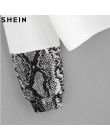 SHEIN color block skóra węża bluza Preppy okrągły Neck z długim rękawem swetry damskie jesień wielokolorowe bluzy