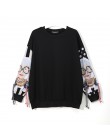 XITAO czarne bluzy z długim rękawem damskie patchworkowy, z nadrukiem sweter z frędzlami bluza z kapturem harajuku swetry damski