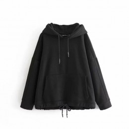 YOCALOR kobiety bawełniane, w stylu harajuku bluzy z kapturem jednolity patchworkowe kieszenie regularne bluza oversize bluzka w