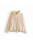YOCALOR kobiety bawełniane, w stylu harajuku bluzy z kapturem jednolity patchworkowe kieszenie regularne bluza oversize bluzka w