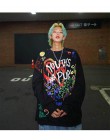 NiceMix jesień wiosna kobiety bluzy High Street Harajuku śliczne bluzy Punk Gothic diabeł róg Chic sweter z kapturem luźny pot