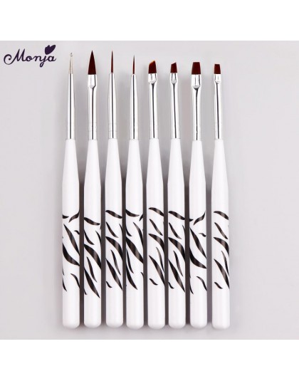 Monja 8 sztuk/zestaw Nail Art płyn do akrylu Powder francuski paski linie Liner malowanie projekt szczotka rozsianych Picking Pe