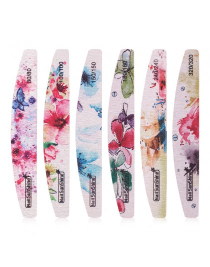 5 sztuk/partia dwustronnie pilnik do paznokci 80/100/150/180/240/320 szlifowanie half moon Nails plik blok buforowy polski Manic