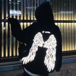 NiceMix skrzydła anioła na twoim z nadrukiem z tyłu Street Style grube bluzy z kapturem unisex Winter Warm sweter płaszcz kobiet