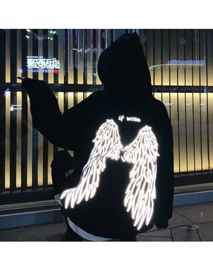 NiceMix skrzydła anioła na twoim z nadrukiem z tyłu Street Style grube bluzy z kapturem unisex Winter Warm sweter płaszcz kobiet