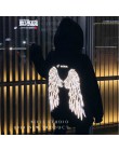 NiceMix skrzydła anioła na twoim z nadrukiem z tyłu Street Style grube bluzy z kapturem unisex Winter Warm sweter płaszcz kobiet