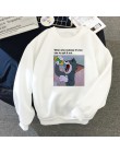 Kot zima nowe napisy mysz bluza z nadrukiem kobieta Harajuku z długim rękawem luźna kreskówka parodia zabawna bluza w stylu casu