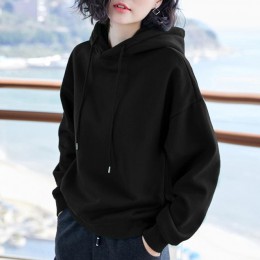 2019 nowy Plus aksamitna bluzy z kapturem typu basic dla kobiet wypoczynek kobiet zima jednolity kolor na co dzień SweatshirtHip