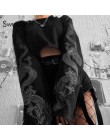 Sweetown 2019 jesienna bluza w stylu crop nadruk ze smokiem z długim rękawem koreańska modna sweter czarna Casual Gothic Streetw