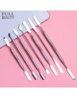 7 rodzajów ze stali odpychacz do skórek Nail Art mieszanie polski Powder Blend szpatułki Tone pręty Manicure Remover narzędzia d