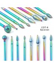 10pc wiertła do paznokci diamentowe zadziory węglika frez Rainbow powłoka elektryczna maszyna do manicure zestaw wierteł z przyp
