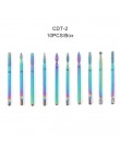 10pc wiertła do paznokci diamentowe zadziory węglika frez Rainbow powłoka elektryczna maszyna do manicure zestaw wierteł z przyp