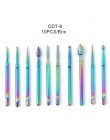 10pc wiertła do paznokci diamentowe zadziory węglika frez Rainbow powłoka elektryczna maszyna do manicure zestaw wierteł z przyp