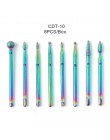 10pc wiertła do paznokci diamentowe zadziory węglika frez Rainbow powłoka elektryczna maszyna do manicure zestaw wierteł z przyp