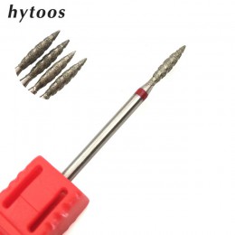HYTOOS 1Pc Tornado płomień diamentowe wiertło do paznokci 3/32 "Manicure frezy obrotowy rzep akcesoria do wiertarek Spiral Nail 