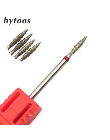 HYTOOS 1Pc Tornado płomień diamentowe wiertło do paznokci 3/32 "Manicure frezy obrotowy rzep akcesoria do wiertarek Spiral Nail 
