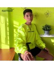 SUCHCUTE bluzy damskie Neon zielony dorywczo schudnąć bluza z kapturem Top Sudadera Mujer Kpop O-Neck jesień 2019 kobieta gotyck