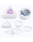 5 sztuk okrągły trójkąt plastikowe Rhinestone Nail Art Box płyta tacka pojemnik do przechowywania biżuteria brokat puchar narzęd