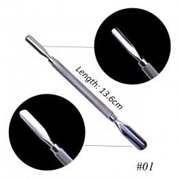 1 sztuk dwukrotnie koniec srebrny przyrząd do usuwania naskórka ze stali nierdzewnej palec martwa skóra Cut Manicure mieszanie p