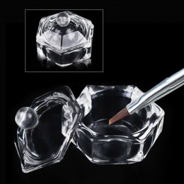 1 sztuk kryształki do dekoracji paznokci szkło Dappen miska z Cap narzędzie do manicure płyn brokat proszek kawior akrylowe DIY 
