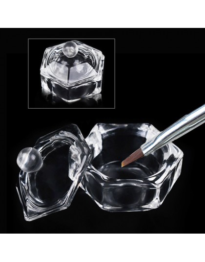 1 sztuk kryształki do dekoracji paznokci szkło Dappen miska z Cap narzędzie do manicure płyn brokat proszek kawior akrylowe DIY 