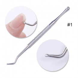 1 Pc podwójnie zakończony stal nierdzewna czysty odpychacz do skórek widelec trójkątny hak Fixer Remover pielęgnacja stóp Toe wr