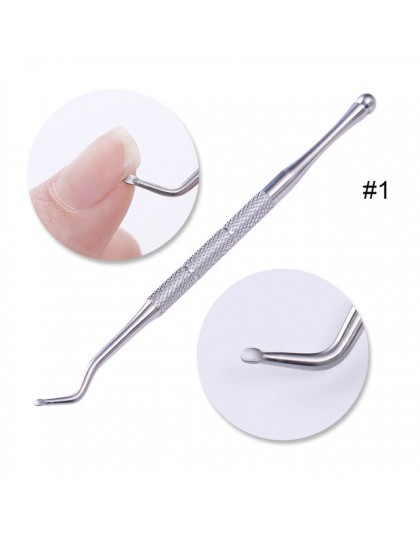 1 Pc podwójnie zakończony stal nierdzewna czysty odpychacz do skórek widelec trójkątny hak Fixer Remover pielęgnacja stóp Toe wr