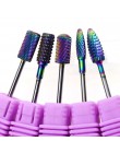 Niebieski wolfram okrągły płomień wiertło do paznokci frez z węglika Manicure ceramiczne wiertła maszyna elektryczna akcesoria d