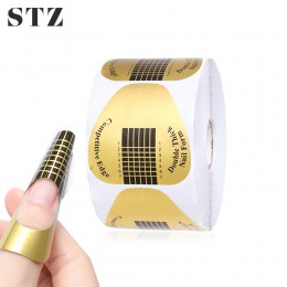STZ 50 sztuk/zestaw profesjonalne Nail Art formularz francuski porady formy żel UV polerowanie rozszerzenie przewodnik naklejki 