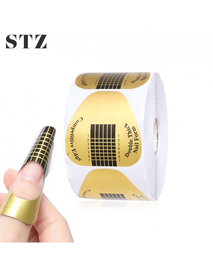 STZ 50 sztuk/zestaw profesjonalne Nail Art formularz francuski porady formy żel UV polerowanie rozszerzenie przewodnik naklejki 
