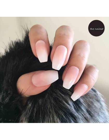 Ombre trumna Nep Nagels krótkie francuskie sztuczne paznokcie baleriny Gradient naciśnij na Takma Tirnak z Faux Ongles Autocolla