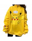 2019 jesień kobiety bluzy z golfem Pikachu nadruk bluzy Harajuku moda kawaii bluzki Cartoon Pokemon pary swetry