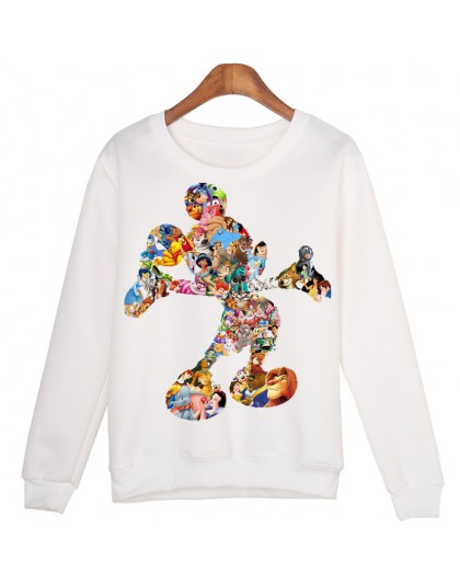 Harajuku Cartoon komiks Mickey drukowanie Joker Trend sweter bluza białe miłośników Kawaii kobiety Casual bluzy z długim rękawem