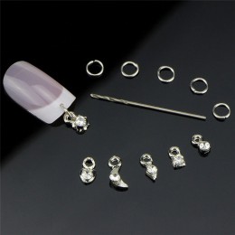 13 sztuk/zestaw srebrny metal platerowany z kryształu górskiego frędzle urok biżuteria 3D moda Nail Art stop wisiorek dekoracyjn