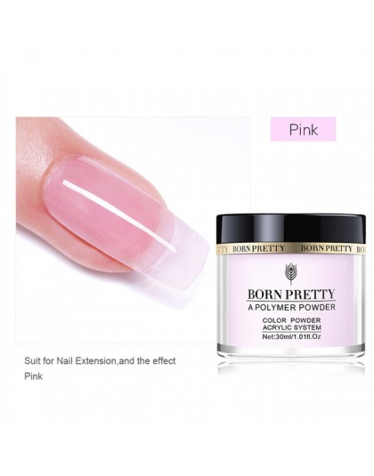 BORN PRETTY 30ml proszek akrylowy Carving Nail Polymer Tip Extension francuski różowy biały wyczyść samoprzylepne kryształki Nai