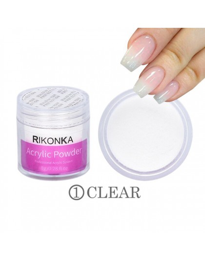 RIKONKA proszek akrylowy 3D tipsy Poly Gel Manicure do paznokci polski paznokci Glitter Builder krystaliczne białe puder do pazn