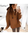 Forefair ponadgabarytowych bluzy kobiety jesień 2019 stałe z kapturem duża kieszeń kobieta dorywczo Plus Size bluza