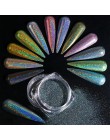 Brokatowy, holograficzny pyłek do paznokci laserowe zanurzenie cekiny Pigment Nail Art gradientowe lustro chrom pył błyszczący p