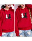 Sweter zimowy bluzy damskie Cat Kawaii Poleron Mujer 2020 kieszeń kangura bluza z kapturem szkoła w koreańskim stylu moda uliczn