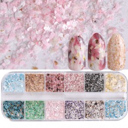 1 przypadku mieszane 12 kolor nieregularne błyskotka Nail Art cekiny kolorowe płatek brokatowe etui na ozdoba do paznokci siatki